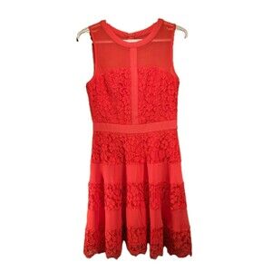 Adelyn Rae Illusion Yoke Lace Fit & Flare Womens Dress Size Small Nordstorm